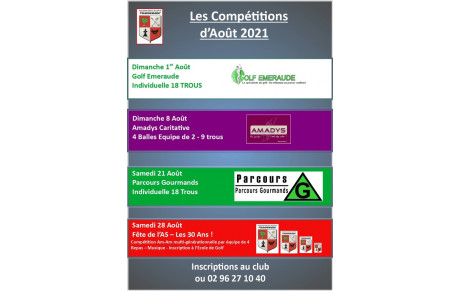 Les Compétitions du mois d'Août !