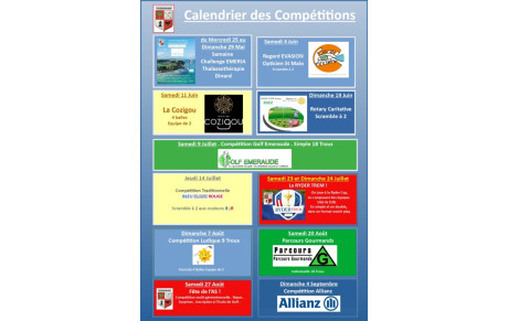 Calendrier des Compétitions 2022